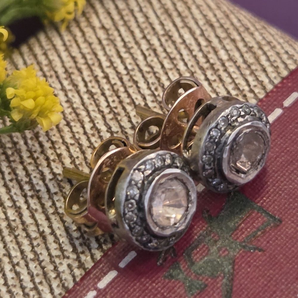 Amazing Antique Fine Natural Rose Cut Diamond Stud Earrings - Picture 6 of 6